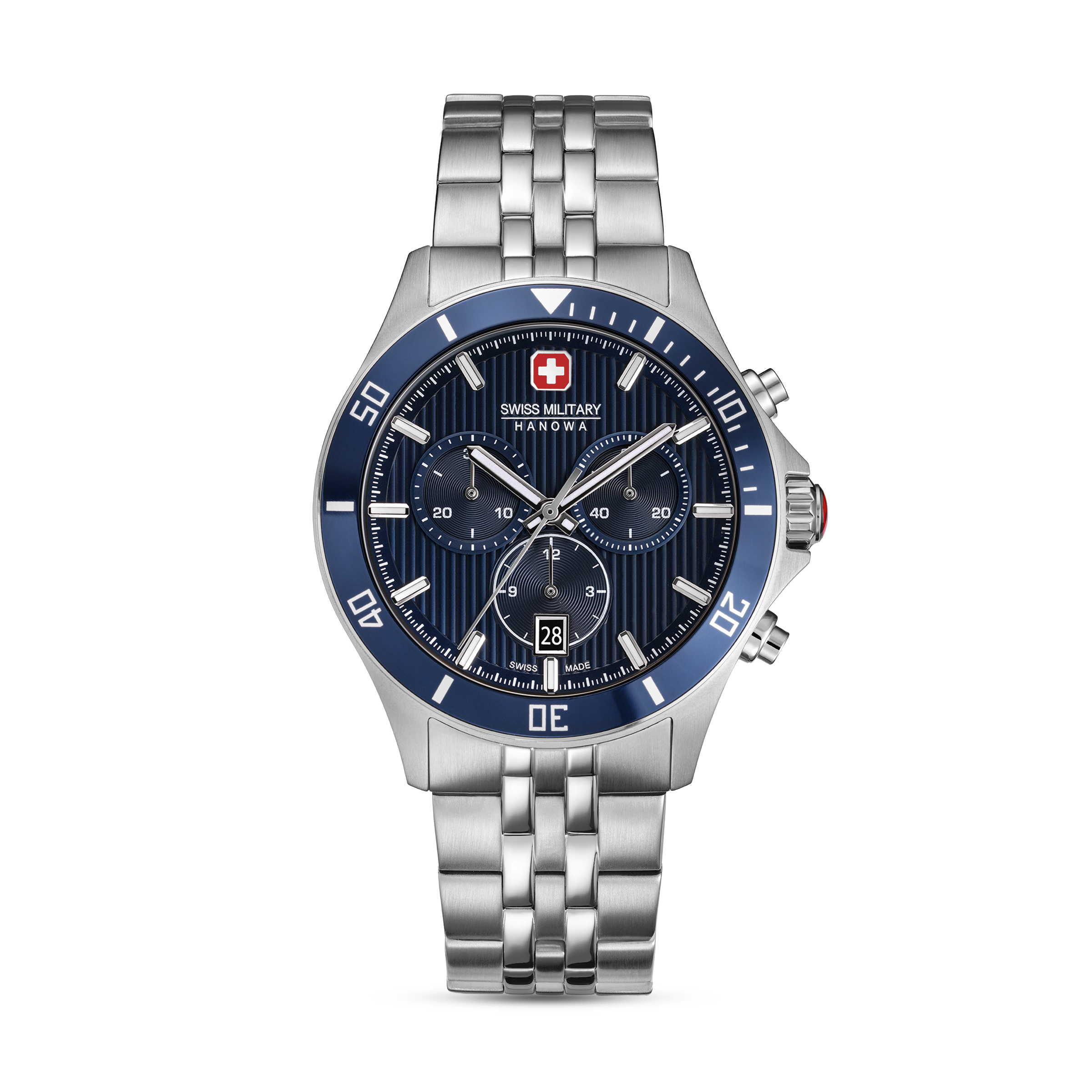 Dit is een horloge van het merk Swiss Military Hanowa gemaakt voor heren.
De specificaties zijn als volgt:
Kastmaat: 42 mm
Waterdichtheid: 10 ATM / 100 Meter / 330 Feet
Dit horloge heeft de volgende functies/eigenschappen:
Chronograaf