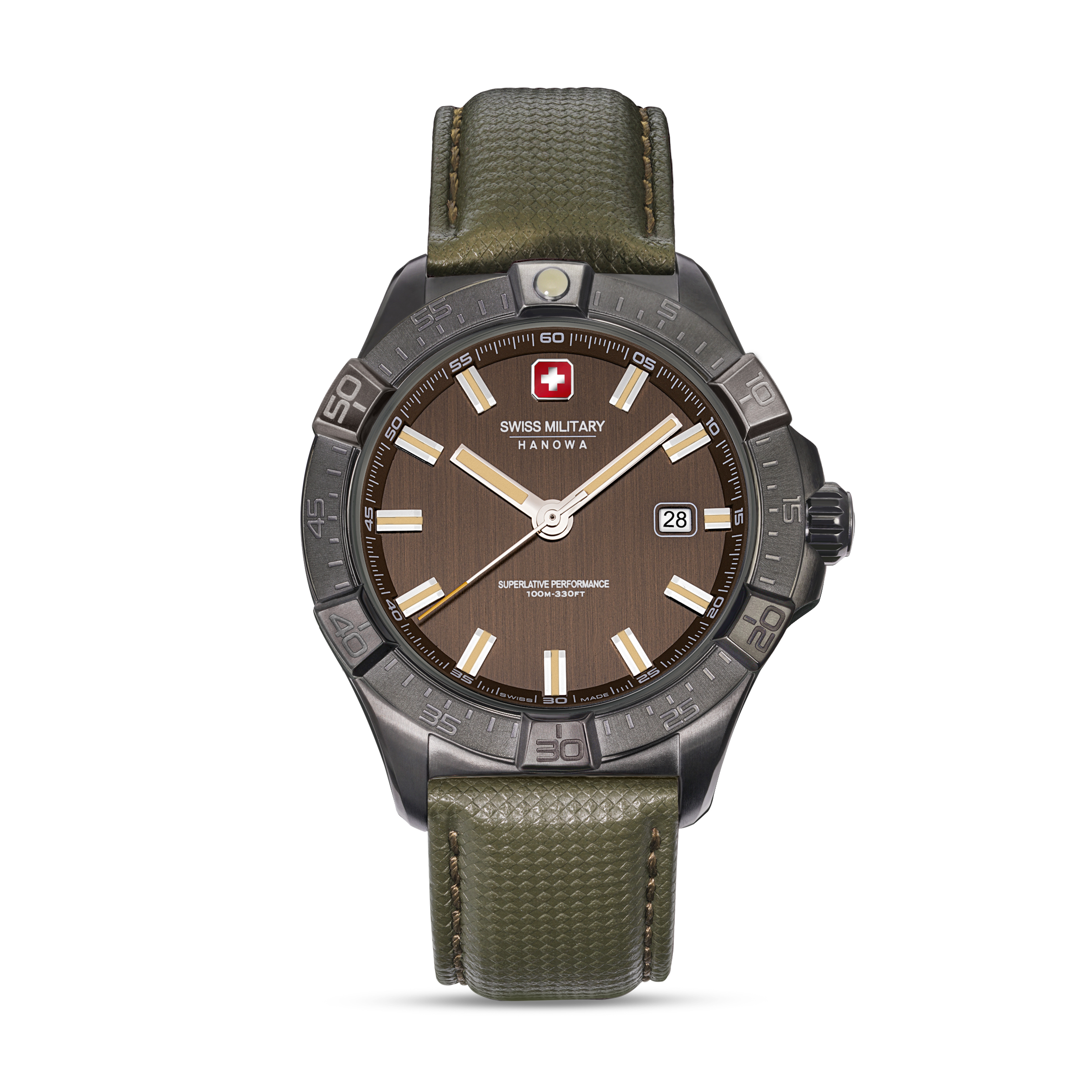 Dit is een horloge van het merk Swiss Military Hanowa gemaakt voor heren.
De specificaties zijn als volgt:
Kastmaat: 42 mm
Waterdichtheid: 10 ATM / 100 Meter / 330 Feet
Dit horloge heeft de volgende functies/eigenschappen:
Datumaanduiding