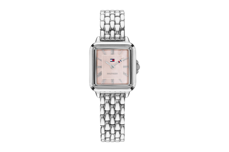 stalen armband-stalen kast- blush mop wijzerplaat- 24x22.5mm-3atm