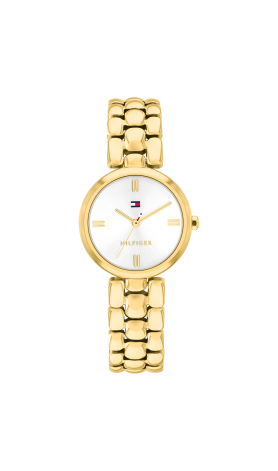 geel goud stalen armband- geel goud stalen kast-wit wijzerplaat-26mm-3atm