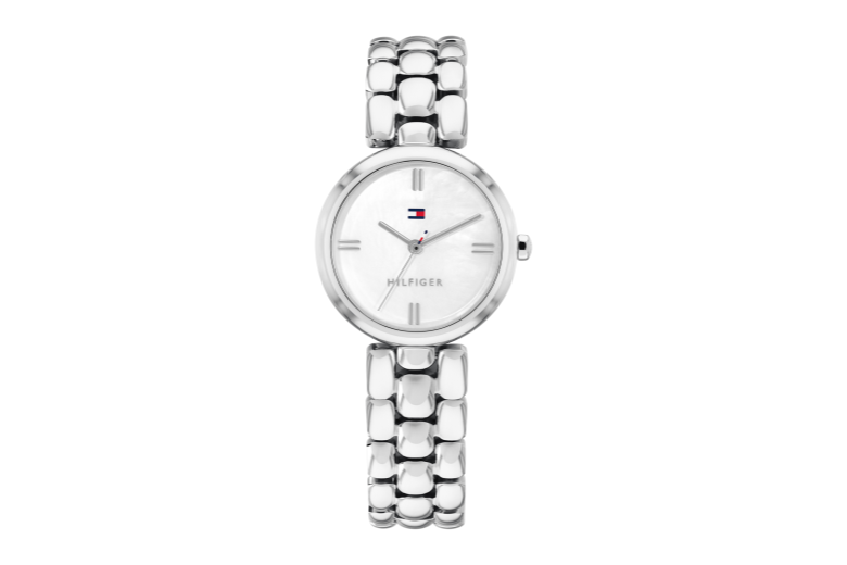 stalen armband-stalen kast- wit mop wijzerplaat-26mm- 3atm