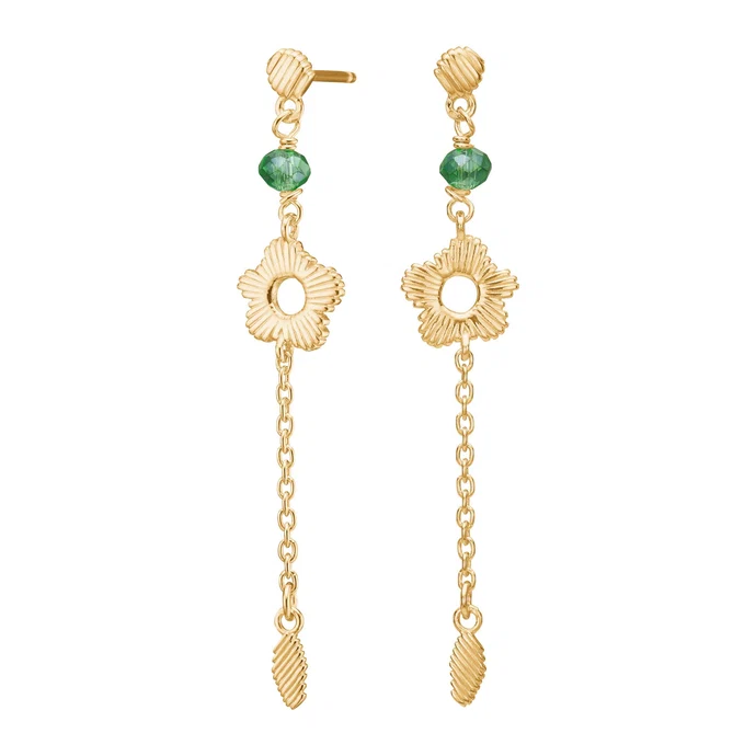 Diese Ohrh&auml;nger aus vergoldetem Silber, # pr&auml;sentieren sich mit einem eleganten gr&uuml;nen Blumenmotiv. Der Zustand des Produkts ist neu und geh&ouml;rt zur Kategorie Schmuck. Als Ohrstecker sind sie ideal f&uuml;r formelle Anl&auml;sse oder um einem Alltagsoutfit einen Hauch von Raffinesse zu verleihen. Ein echter Blickfang f&uuml;r Ihren Schmuckk&auml;stchen.