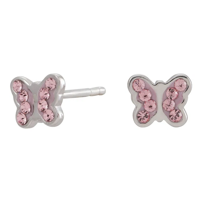 Die Rhod. Silberohrringe Schmetterling rosa,  sind neue Stecker-Ohrringe der Kategorie Schmuck. Sie zeichnen sich durch ein ansprechendes Schmetterlingsdesign aus. Diese Ohrringe k&ouml;nnen ideal zu eleganten wie auch allt&auml;glichen Outfits getragen werden und verleihen Ihrem Look einen Hauch von Eleganz und Verspieltheit.