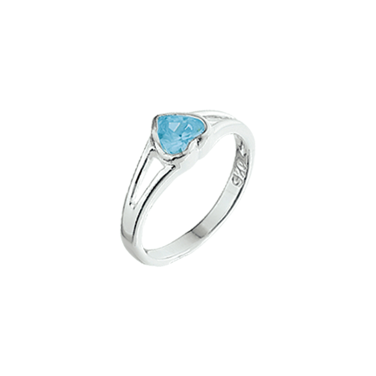 ring hart blauw zirkonia zilver wit