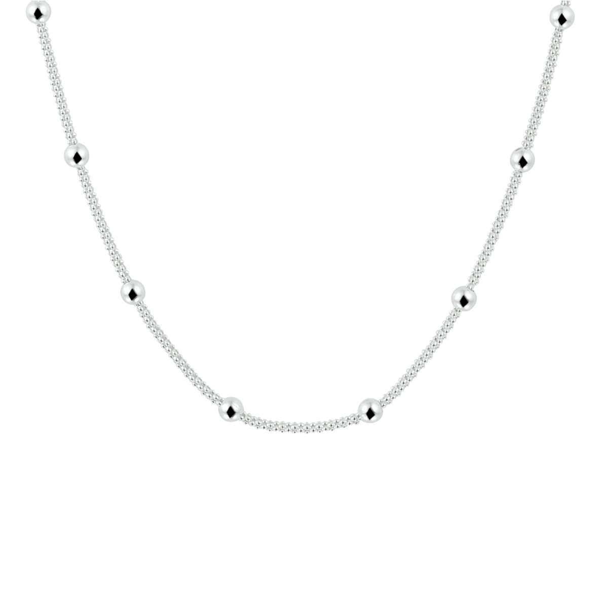 Zilveren collier met bolletjes. De schakelbreedte is 3.0mm.