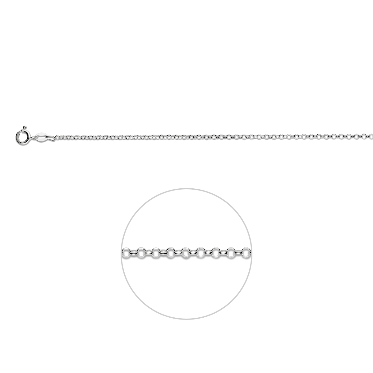 Zilveren jasseron collier. 2 mm - 80cm