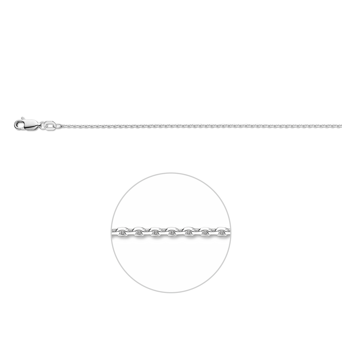 &nbsp;925 Zilveren lengteartikel met anker schakel. De schakelbreedte is 1.3mm.