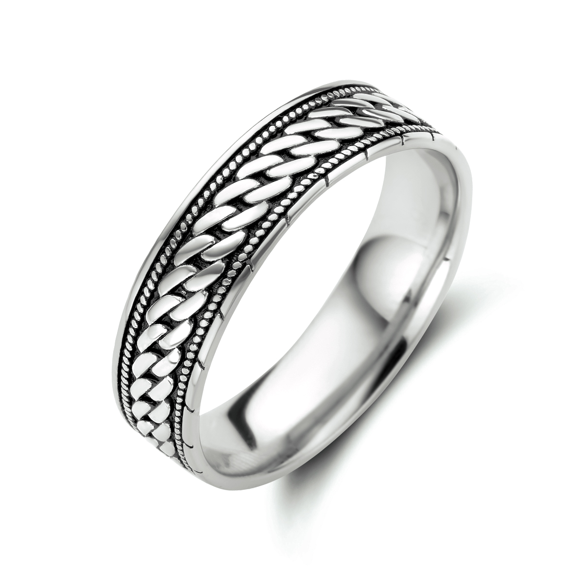 Zilver geoxideerde ring met bewerking