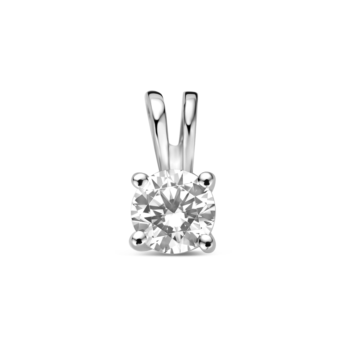 Huiscollectie - hanger zirkonia zilver gerhodineerd, 4pt chaton, met konijnenoortjes - 1315837