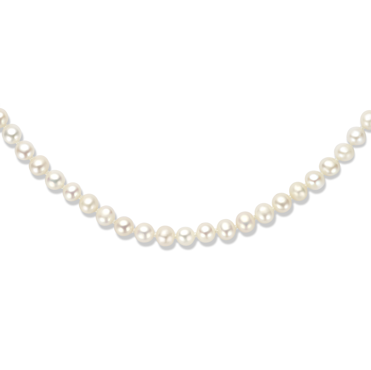 Gerhodineerd zilveren collier met zoetwaterparels. De lengte van het collier bedraagt 42cm met 4cm extensie.