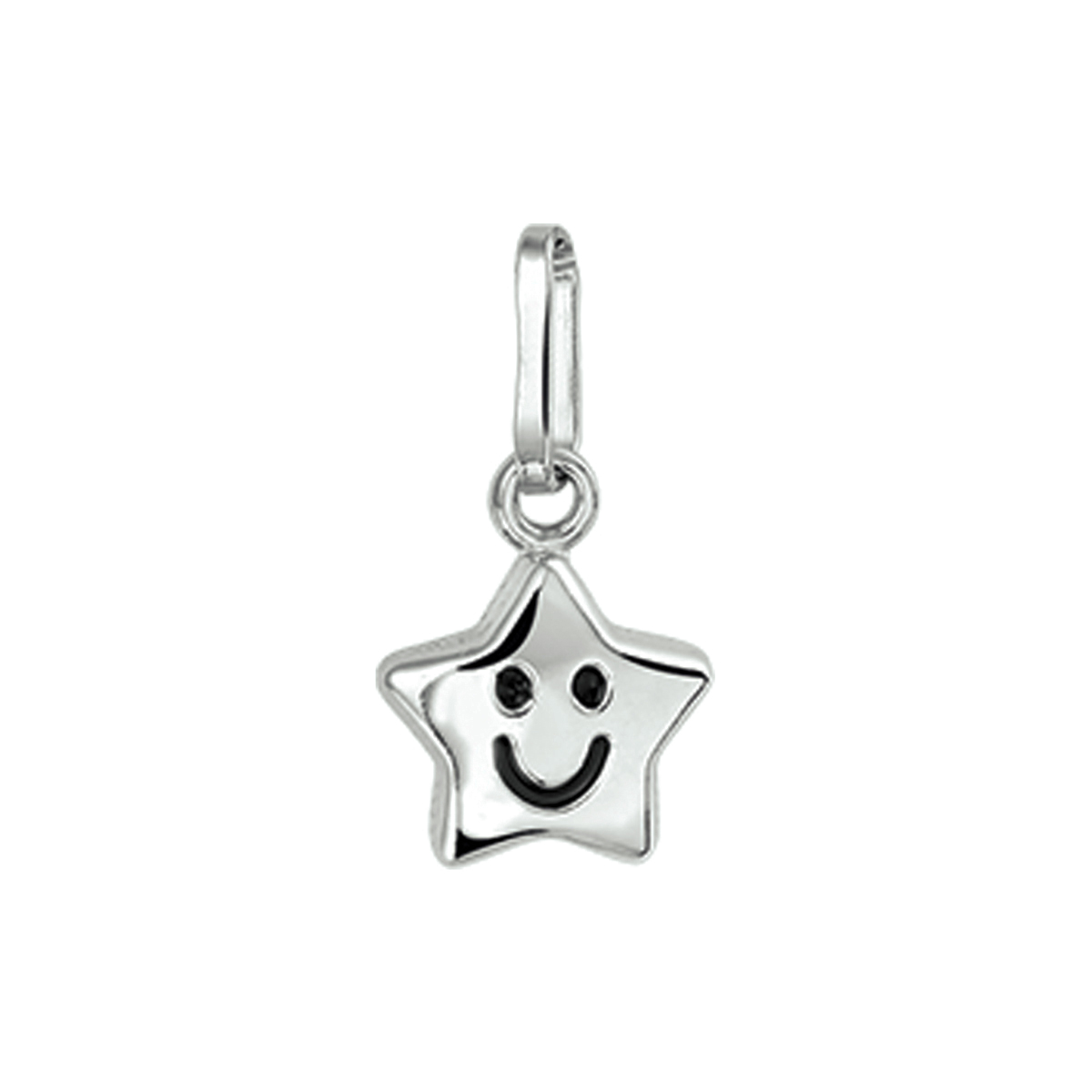 Zilveren Hanger/Bedel Ster met Smiley