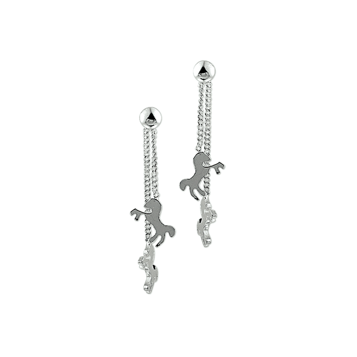 Zilveren oorhangers paard