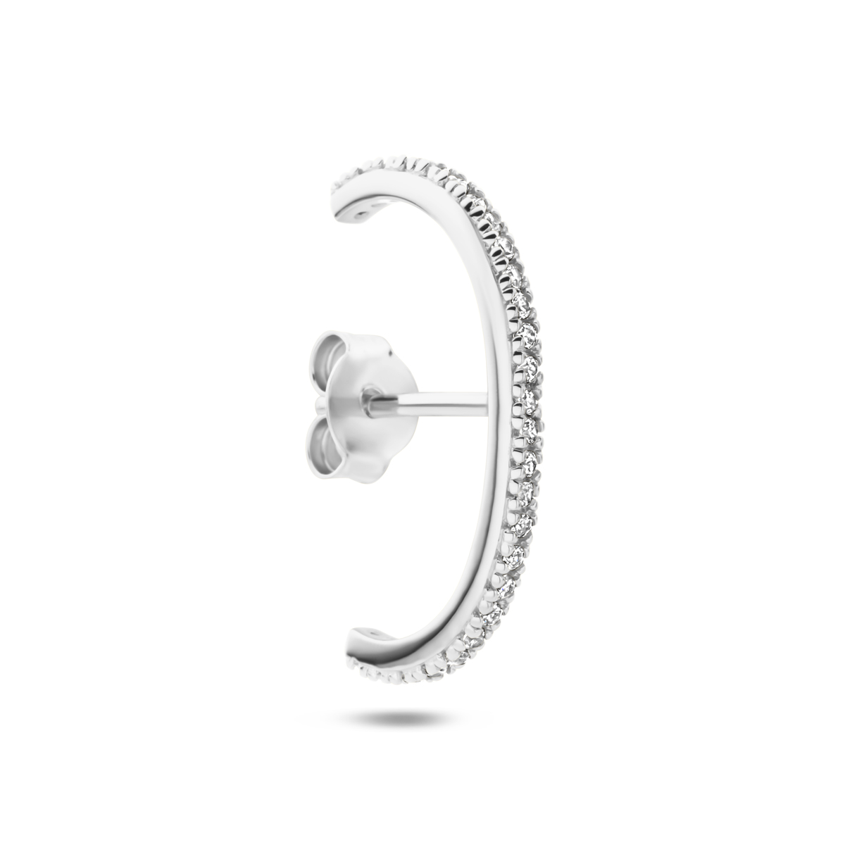 Gerhodineerd 925 zilveren suspender&nbsp;oorbel met een afmeting van 21x1.5mm. Dit artikel wordt per stuk verkocht.