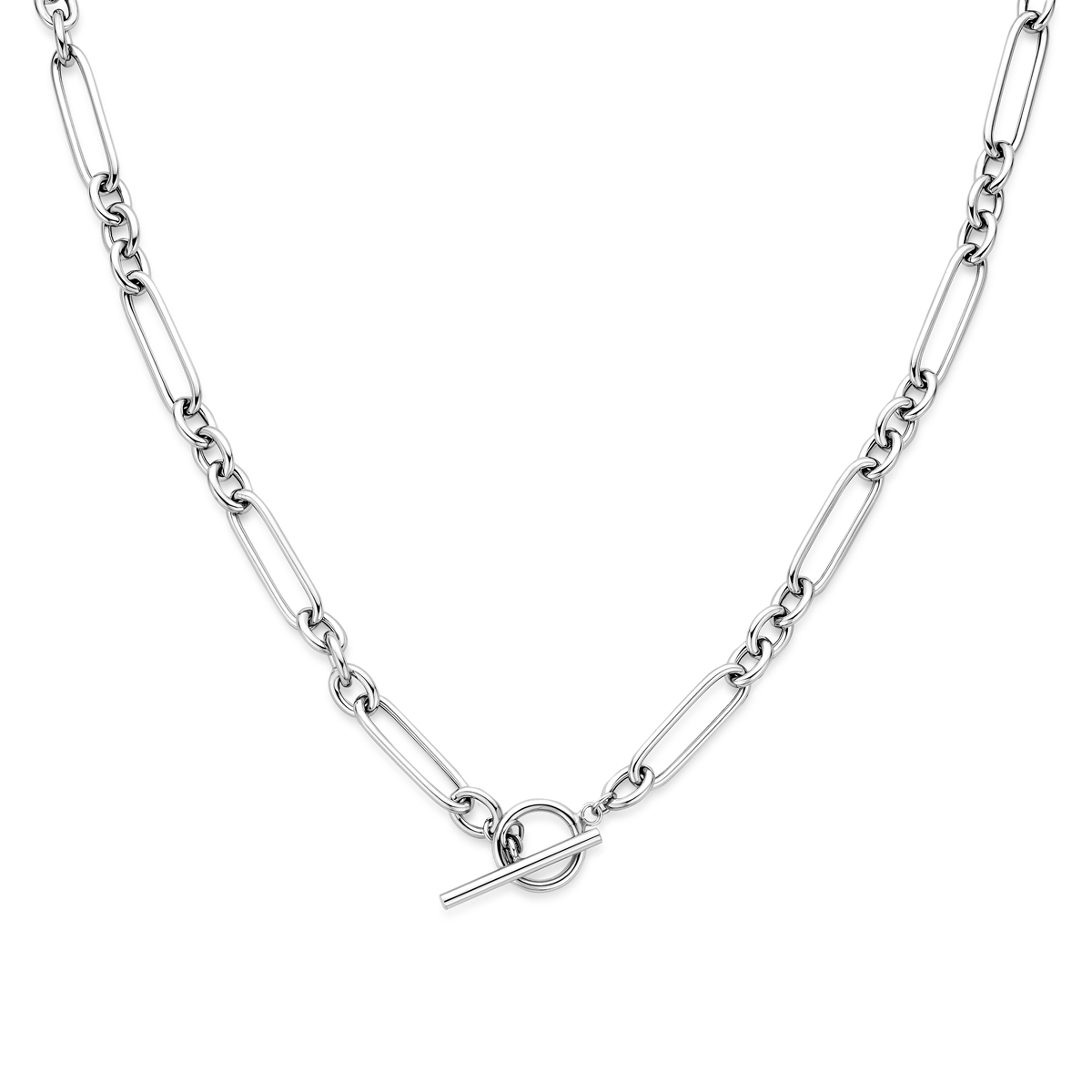 Gerhodineerd 925 zilveren collier met een schakelbreedte van 7mm en een draaglengte van 50.5cm. Uitgevoerd met een kapittelslot.
