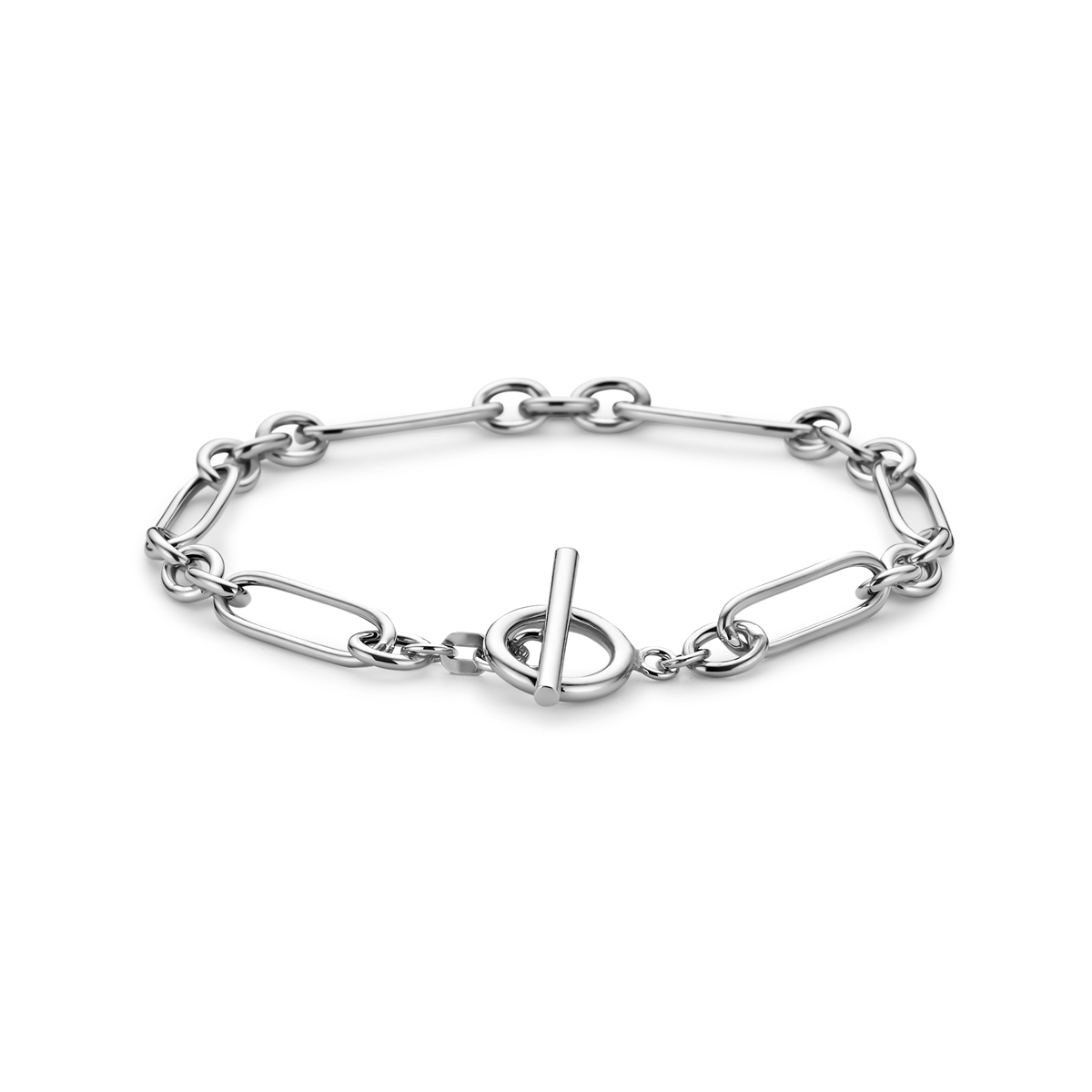 Gerhodineerd 925 zilveren armband met een schakelbreedte van 5.8mm en een draaglengte van 19.5cm. Uitgevoerd met een kapittelslot.