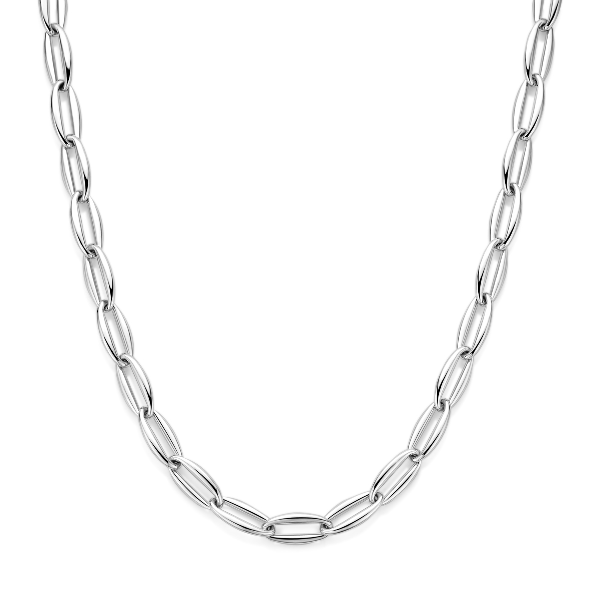 Gerhodineerd 925 zilveren collier met een schakelbreedte van 10.5mm. Het collier heeft een draaglengte van 45cm.