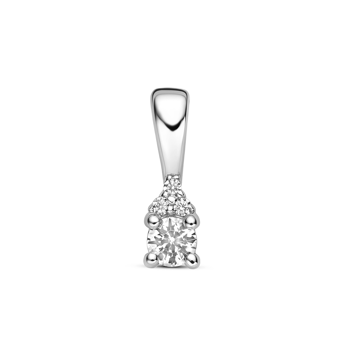 Gerhodineerd 925 zilveren hanger met zirkonia. De hanger heeft een afmeting van 11x3.5mm.