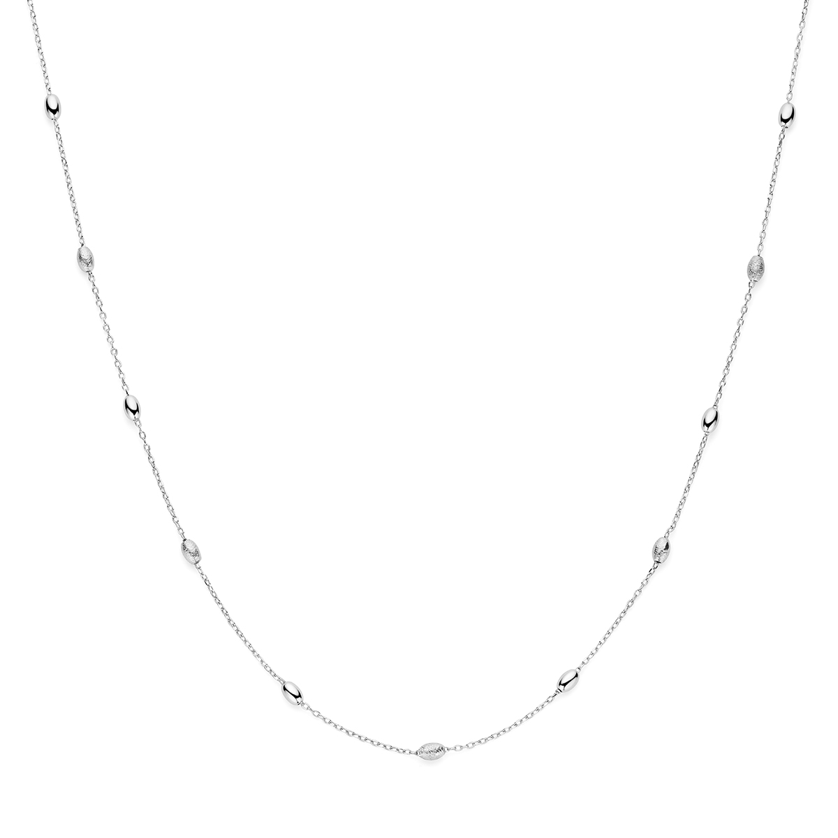 Gerhodineerd 925 zilveren collier met een lengte van 41cm en 4cm extensie. Het collier heeft een schakelbreedte van 1.1mm en is uitgevoerd met een karabijnsluiting.