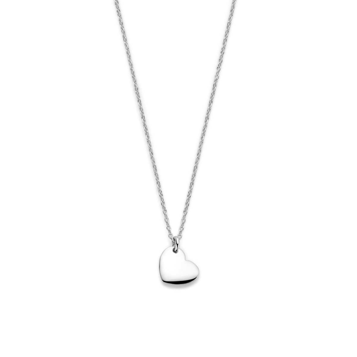 Gerhodineerd 925 zilveren collier met een hartje. Het collier heeft een lengte van 36cm met 4cm extensie. Het hartje heeft een afmeting van 9x9mm.