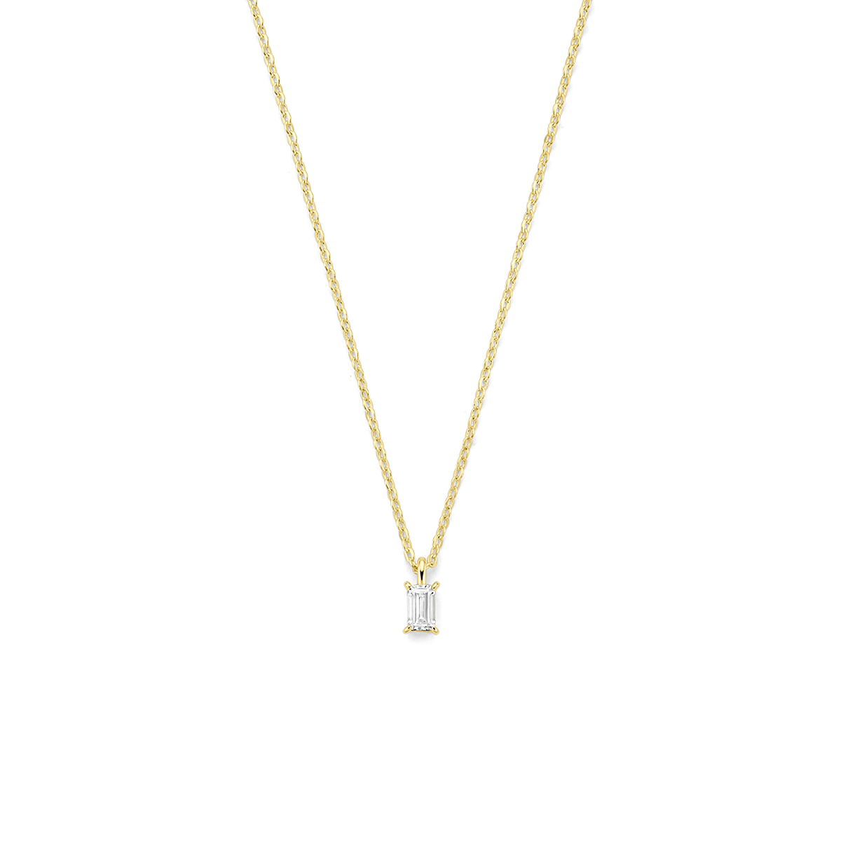 Verguld geel 925 zilveren collier met zirkonia. Het collier heeft een lengte van 42cm met 3cm extensie en een schakelbreedte van 1mm. Uitgevoerd met een karabijnsluiting. Geen garantie op plating.