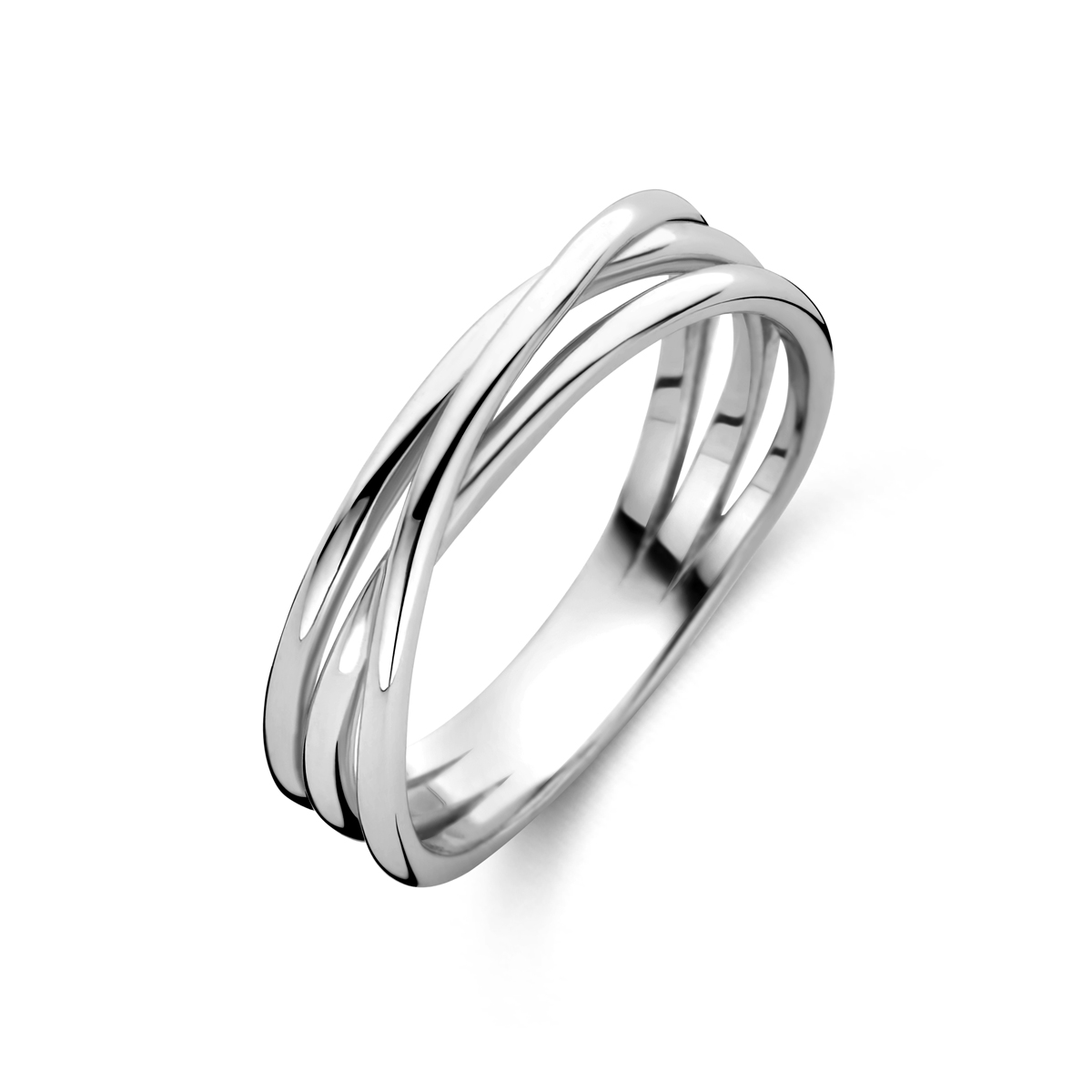 De Zilveren Dames Ring Drie Baans in maat 58, heeft een gewicht van 2.7 gram en een breedte van 5.5 mm. De ring is glanzend, zilverkleurig en rhodium-plated. Ideaal als elegante toevoeging voor elke dag of speciale gelegenheden. Draag als statement stuk om uw outfit een verfijnde touch te geven.