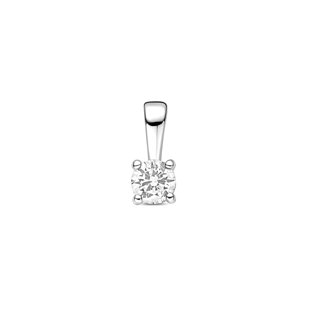 Gerhodineerd 925 zilveren hanger uitgevoerd met labgrown diamant 0,25crt G VSI.