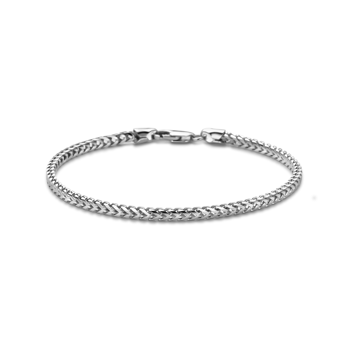 Gerhodineerd 925 zilveren vossestaart armband met een schakelbreedte van 2,8mm. Uitgevoerd met karabijnsluiting.