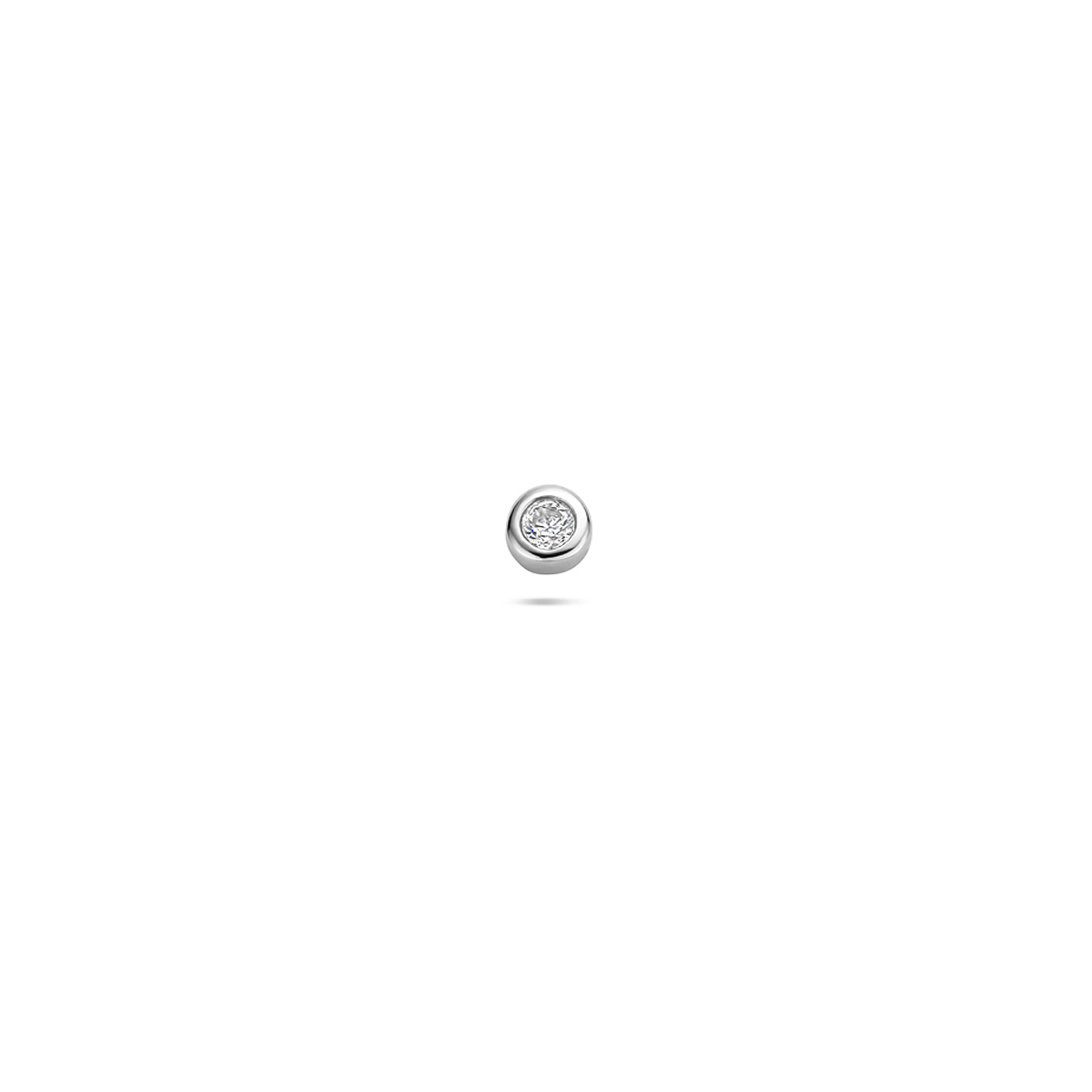 Zilveren flat back piercing rond zirkonia 3 mm