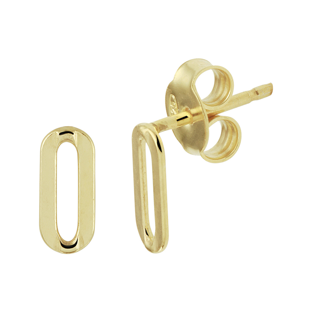 Verguld op 925 zilveren oorknoppen uitgevoerd in schakelvorm. De oorknoppen hebben een afmeting van 9x4mm. Geen garantie op plating.