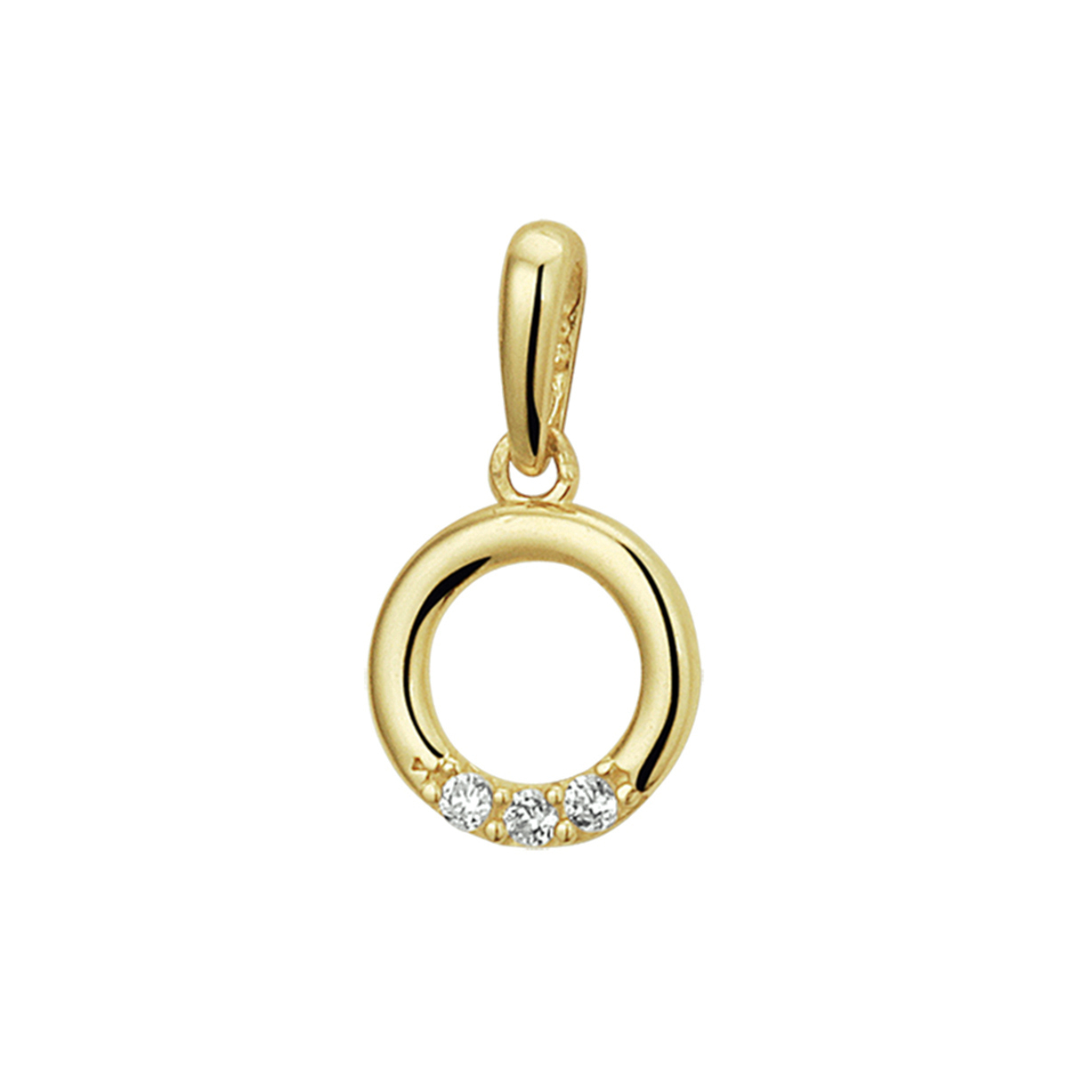Geelgouden hanger met een diameter van 7.5mm uitgevoerd met een stevig hangoog.