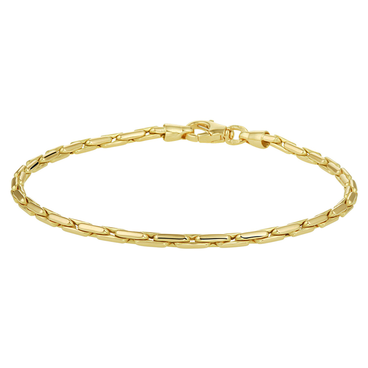 Geelgouden armband met een 2.7mm brede schakel en een lengte van 18.5cm uitgevoerd met een karabijn sluiting.
