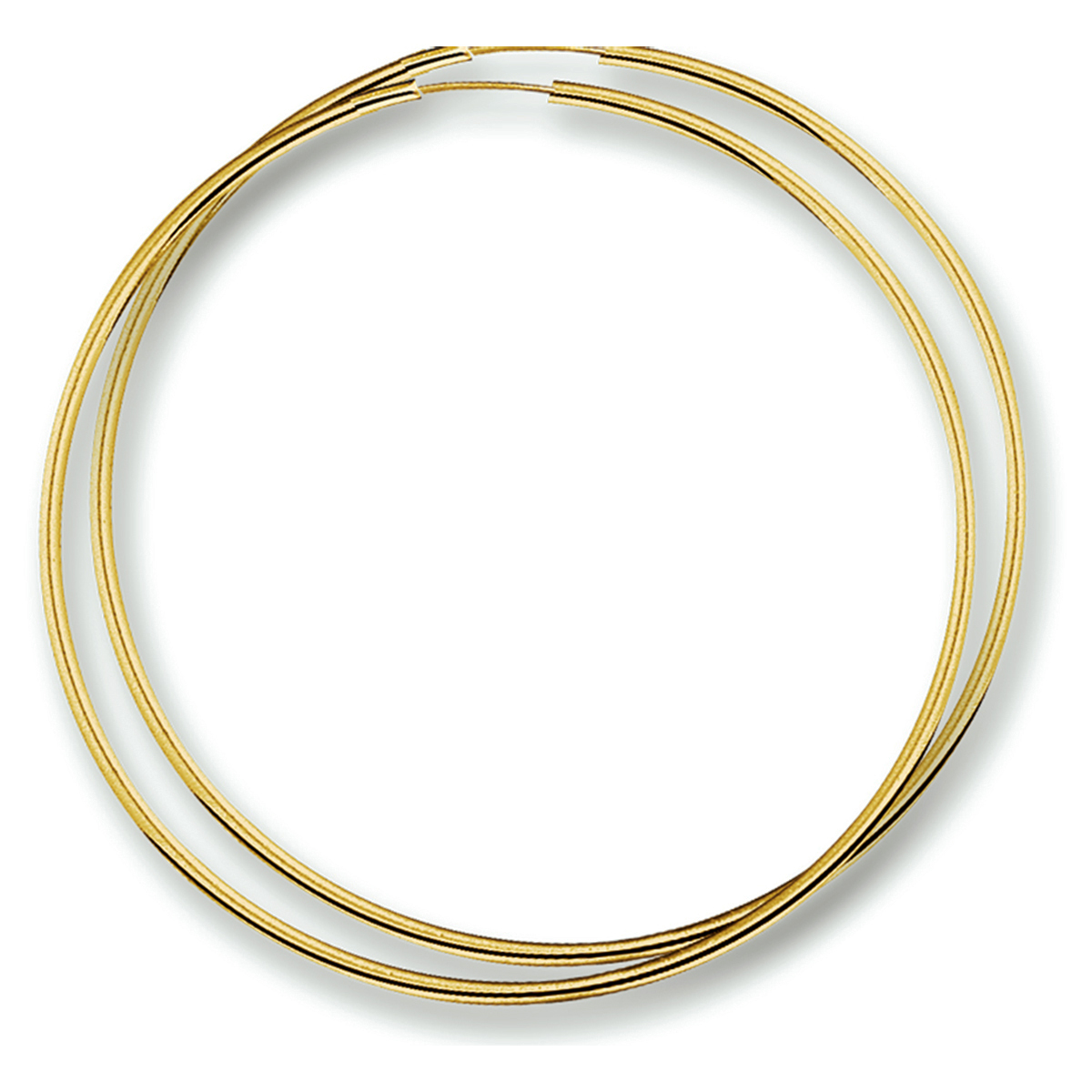 Geelgouden oorringen met een ronde buis. 50mm.