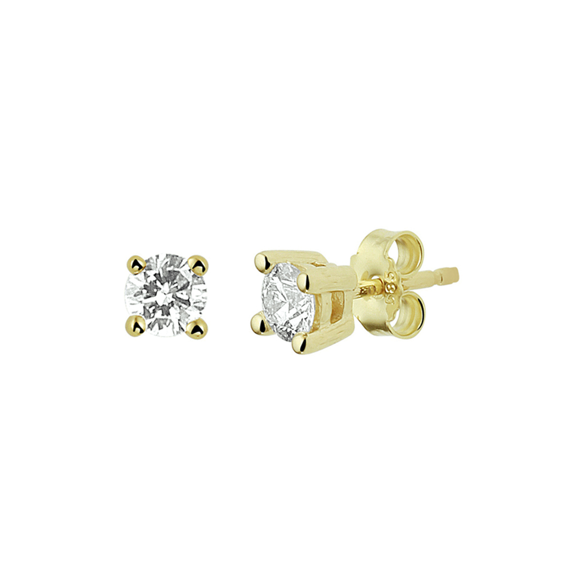 Huiscollectie - 14k Geelgouden oorknoppen met diamant. 4pt chaton - 4020866