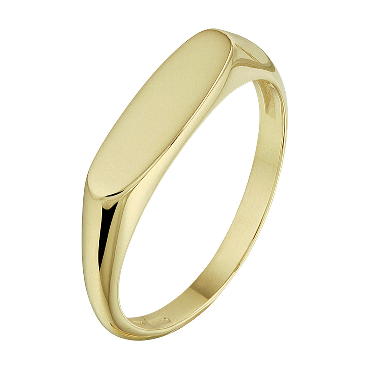 14k Geelgouden graveerring met een afmeting van 4.5x13.5mm. De ring geeft je look direct een chique uitstraling.
