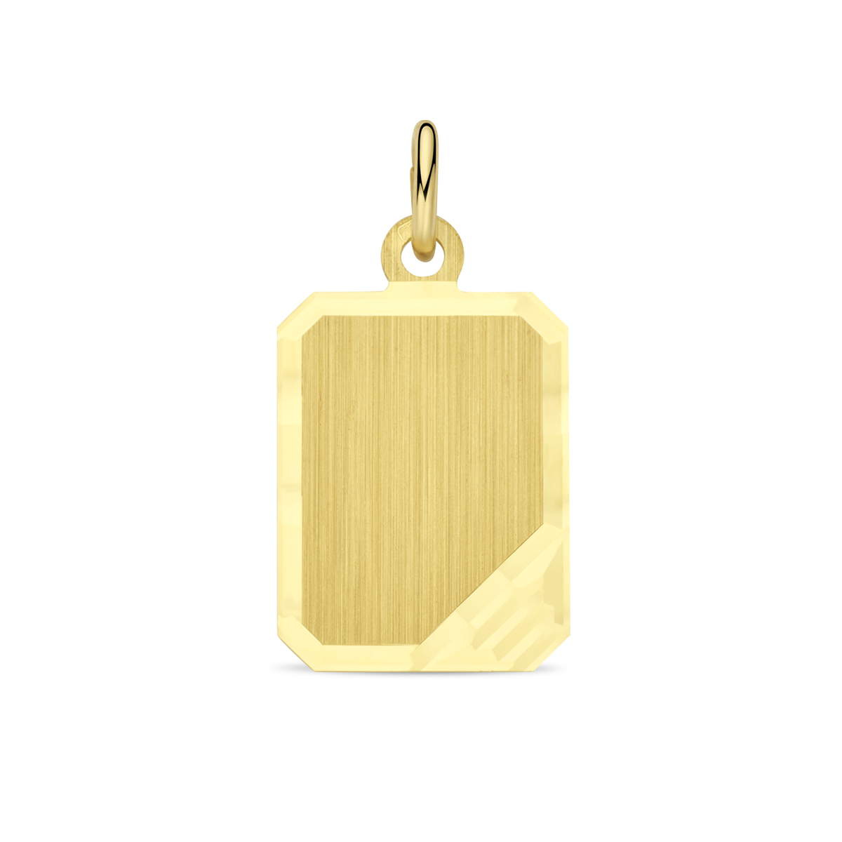 14k Geelgouden graveerhanger met een gediamanteerde afwerking en een dikte van 0,5mm.&nbsp;De hanger heeft een hoogte van 16mm excl. oogje.