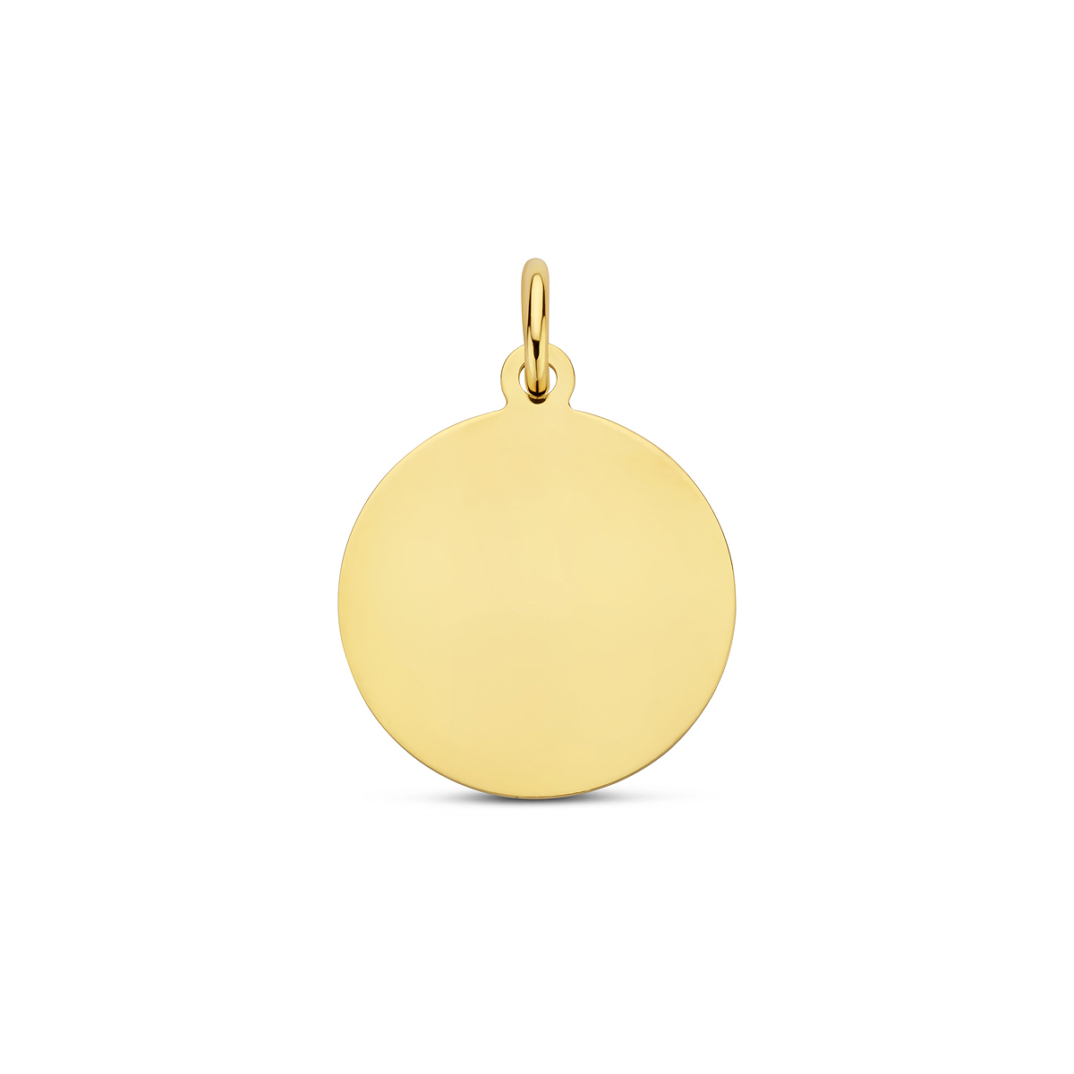 Geelgouden graveerhanger met een poli afwerking en een dikte van 0.4mm.