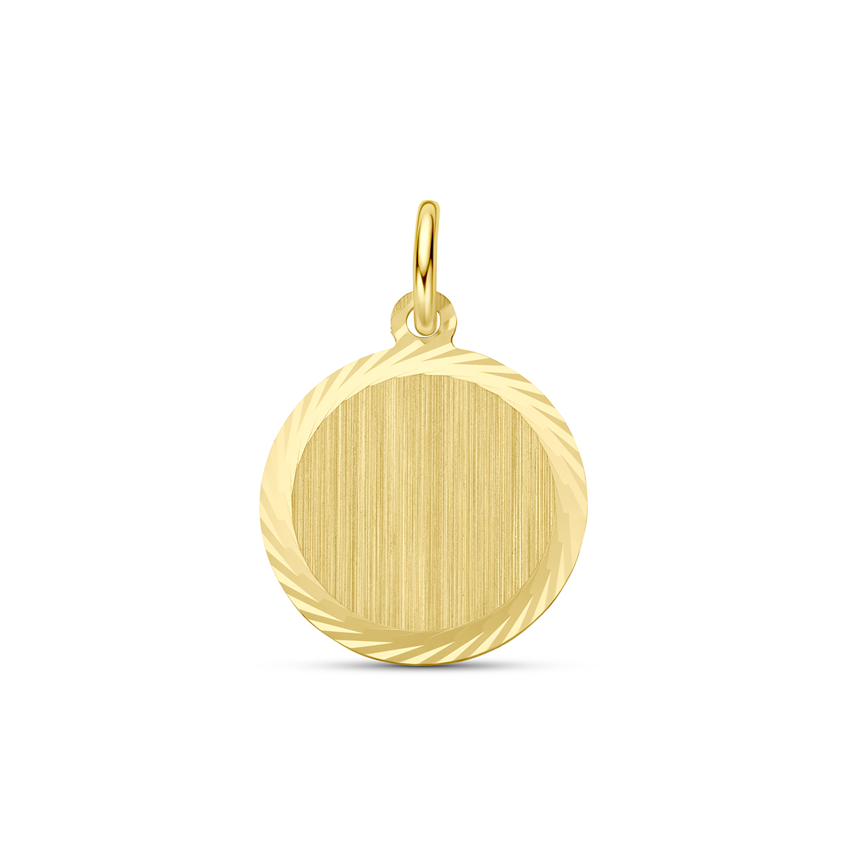 Huiscollectie - 14kt Geelgouden graveerhanger uitgevoerd met een gediamanteerde afwerking en een dikte van 0.5mm. 14mm - 4013225