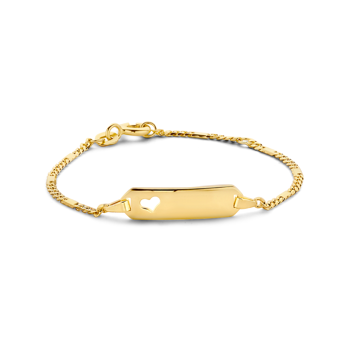 14k Geelgouden graveerarmband met een schakelbreedte van 1.8mm. De graveerplaat heeft een dikte van 0.5mm.