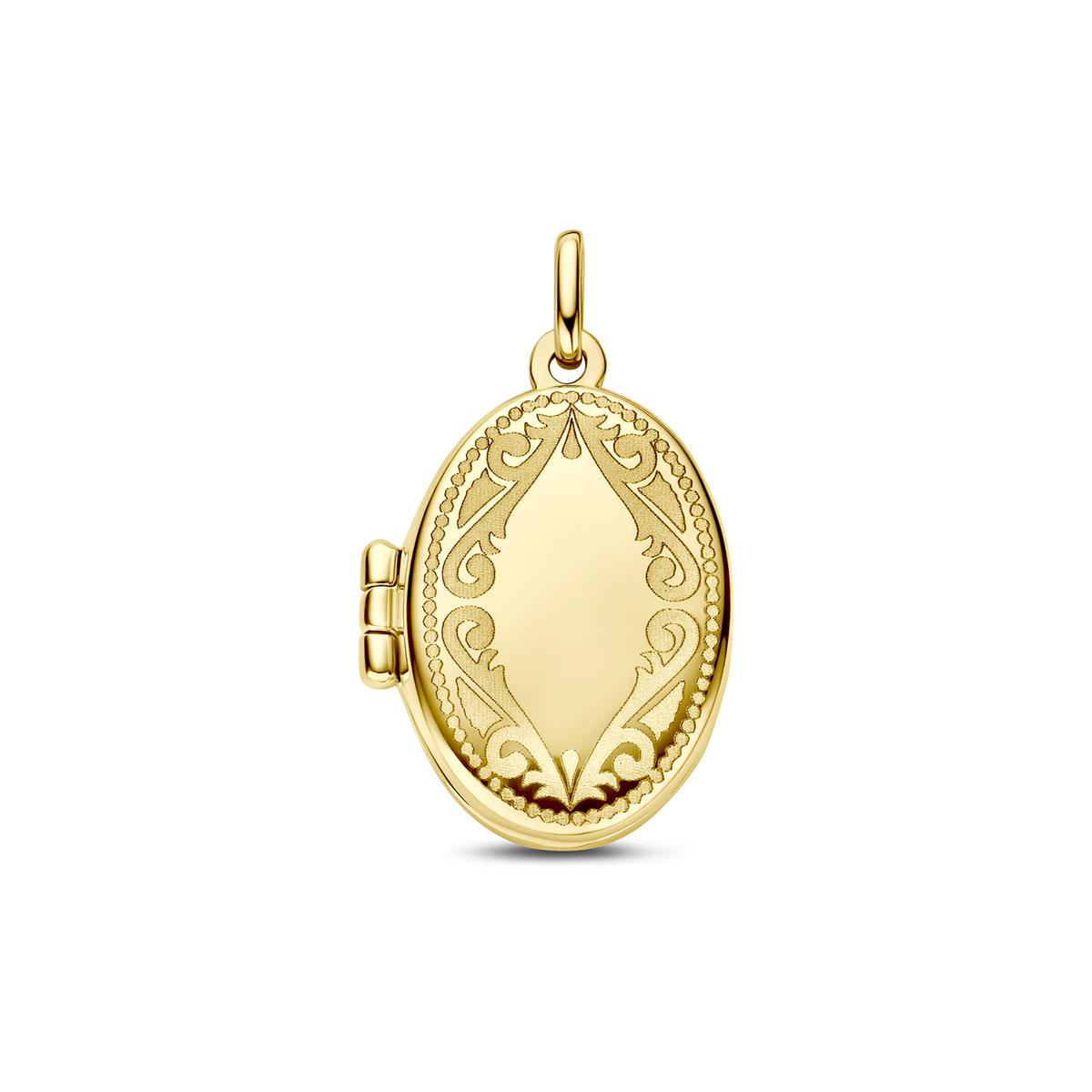 14k Geelgouden medaillon met een breedte van 13.5mm en een hoogte van 17mm excl. oogje.