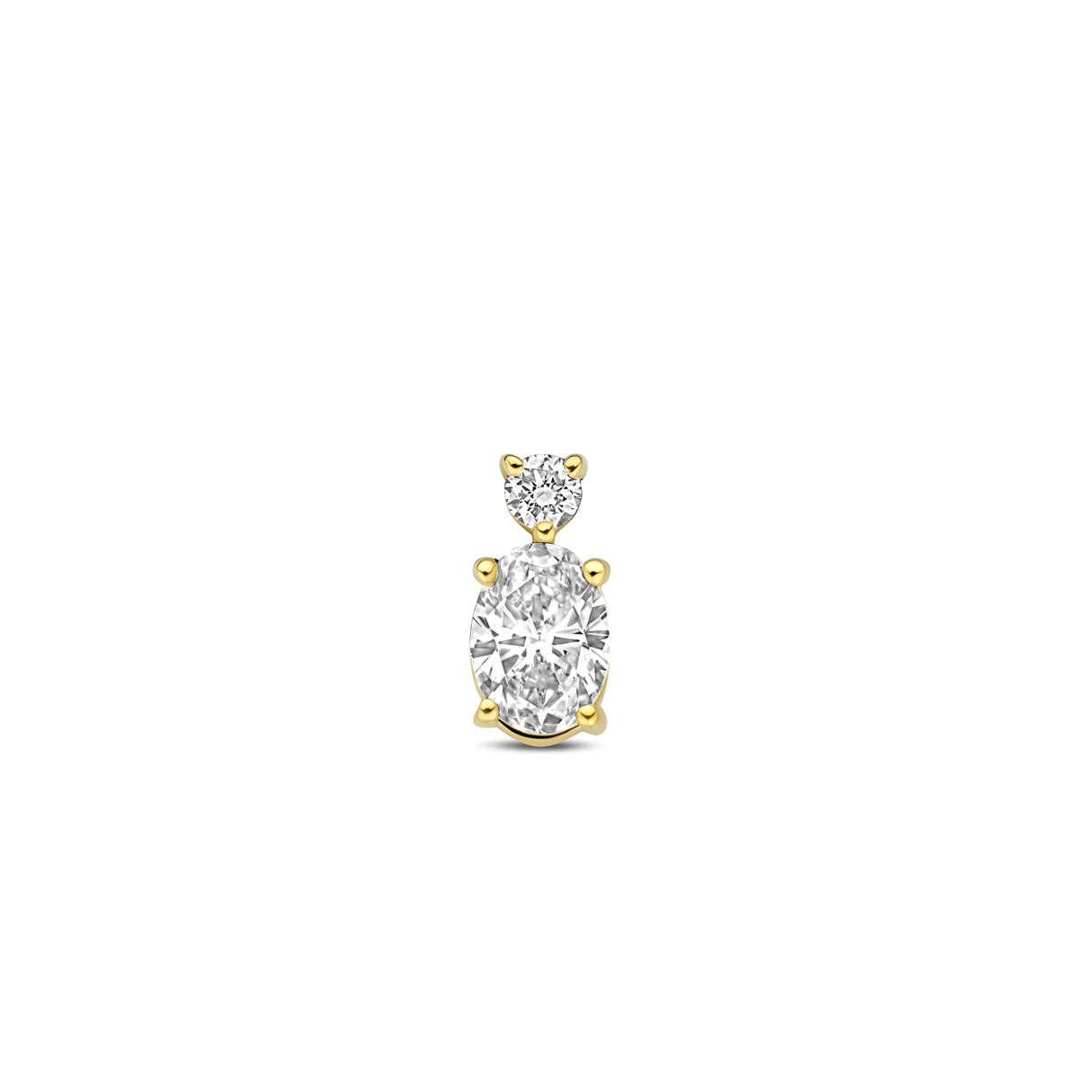 14k Geelgouden hanger uitgevoerd met lab grown diamant. De hanger heeft een afmeting van 8x4mm. Het totale diamantgewicht is 0.33ct. Lab grown diamanten zijn diamanten die ontstaan in een laboratorium. Onder extreem hoge druk en temperatuur wordt het natuurlijk ontstaansproces nagebootst met als eindresultaat een diamant met dezelfde chemische eigenschappen maar met een andere oorsprong.