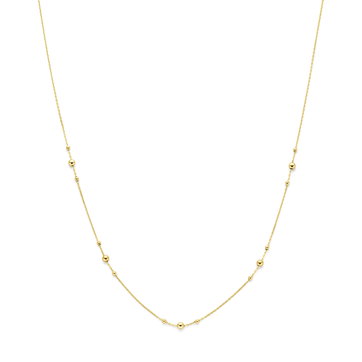 14k Geelgouden collier met bolletjes. Het collier heeft draaglengtes van 42-45cm.