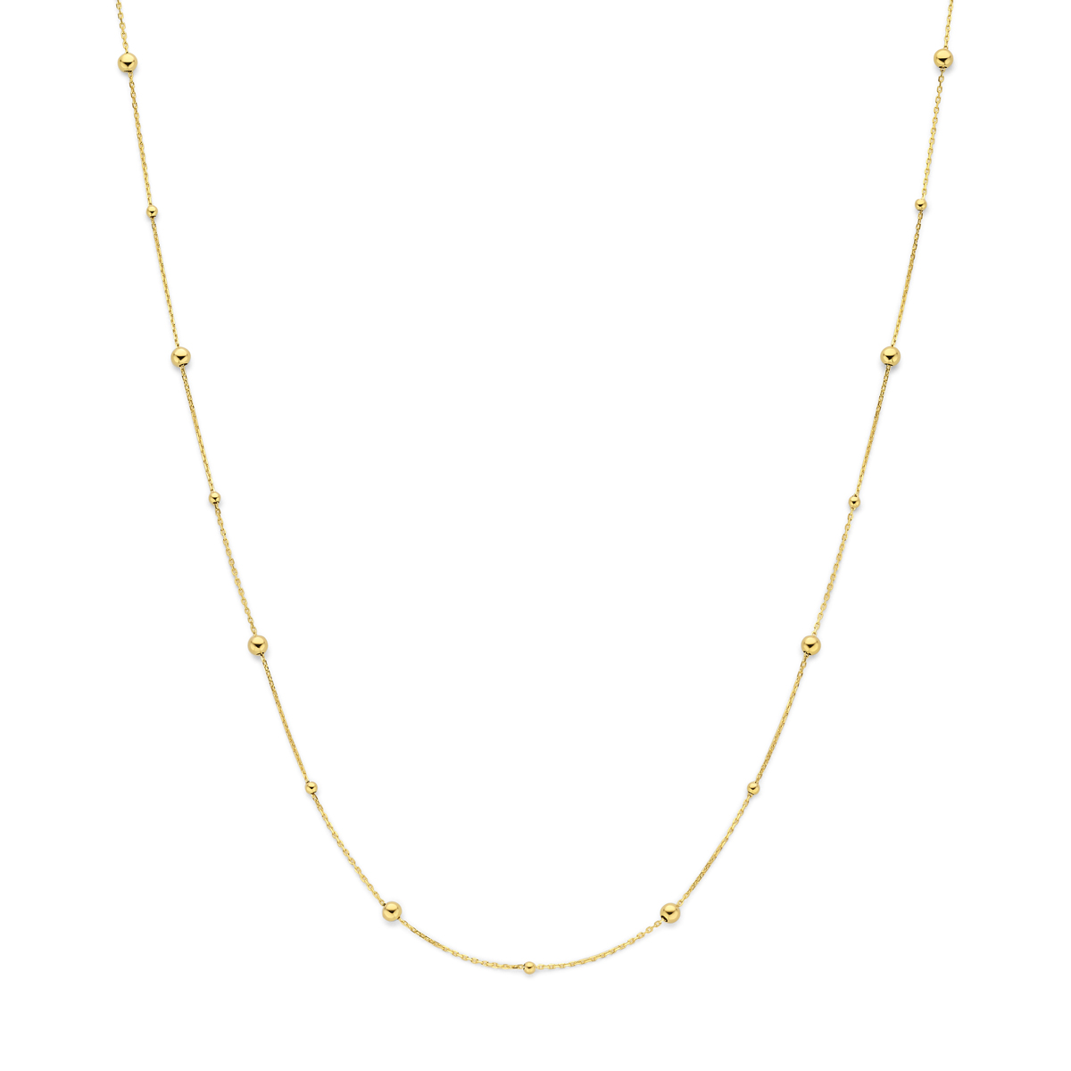 14k Geelgouden collier met bolletjes. Het collier heeft draaglengtes van 42-45cm.