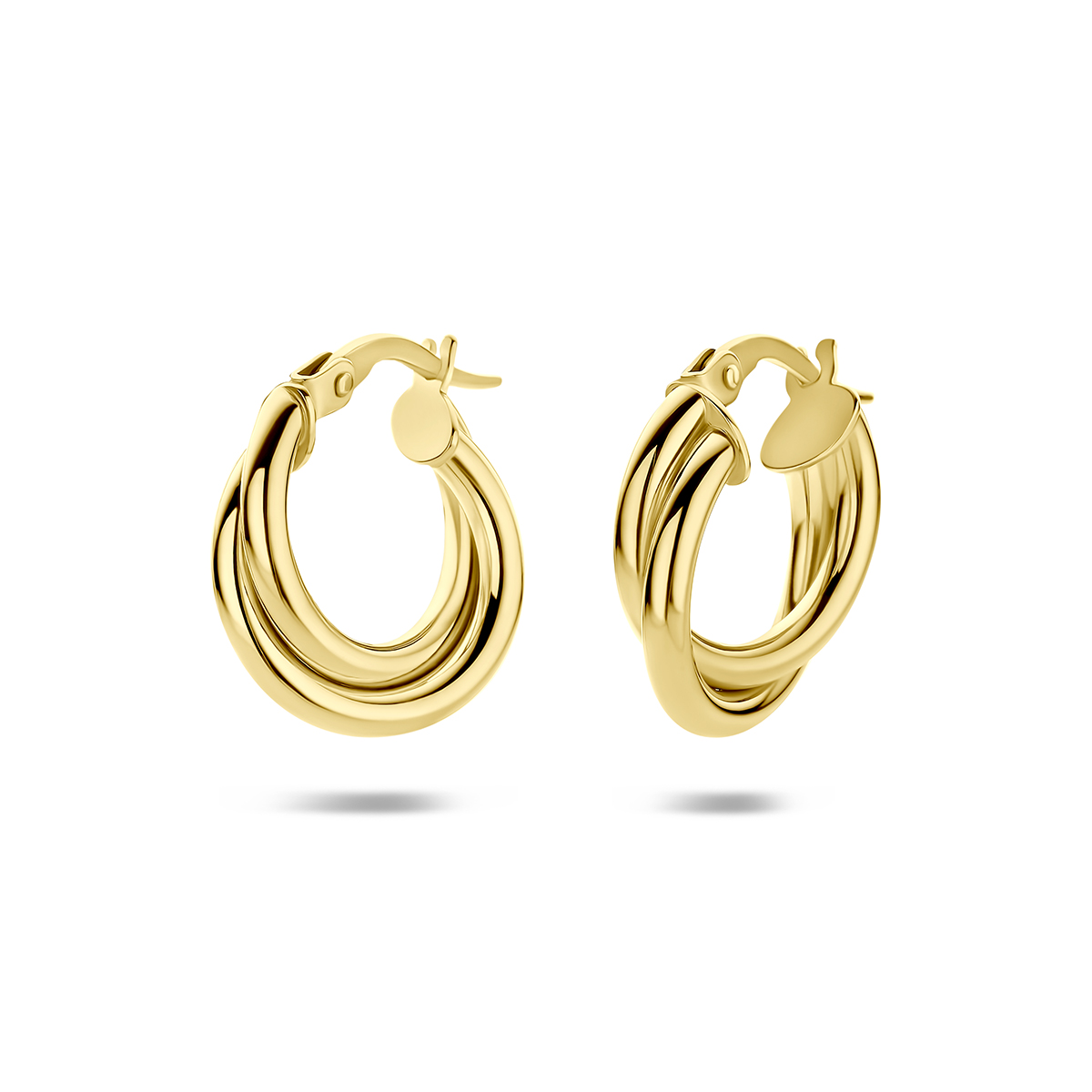 14k Geelgouden oorringen met een buisdikte van 4mm.