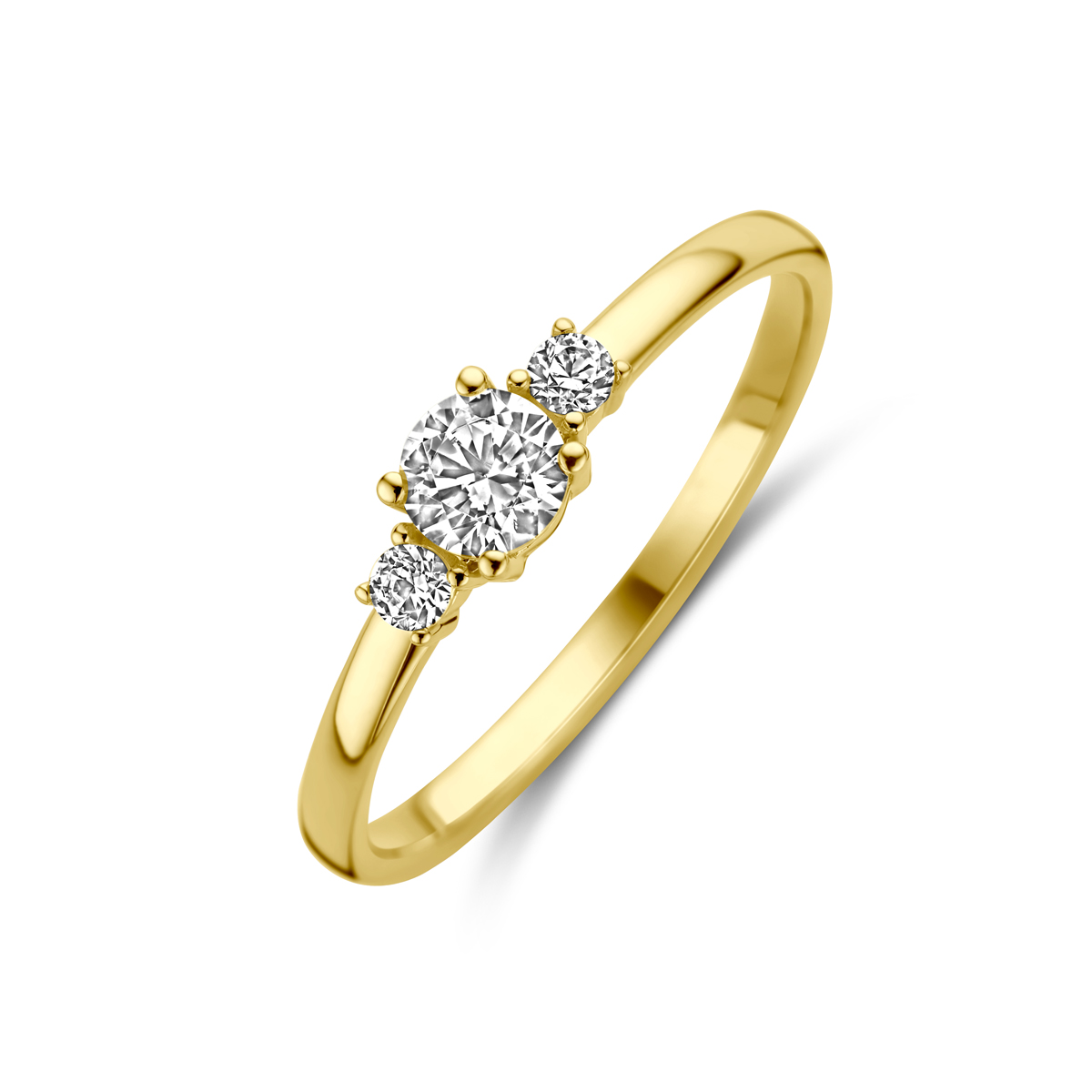 14 karaats geelgouden ring met zirkonia