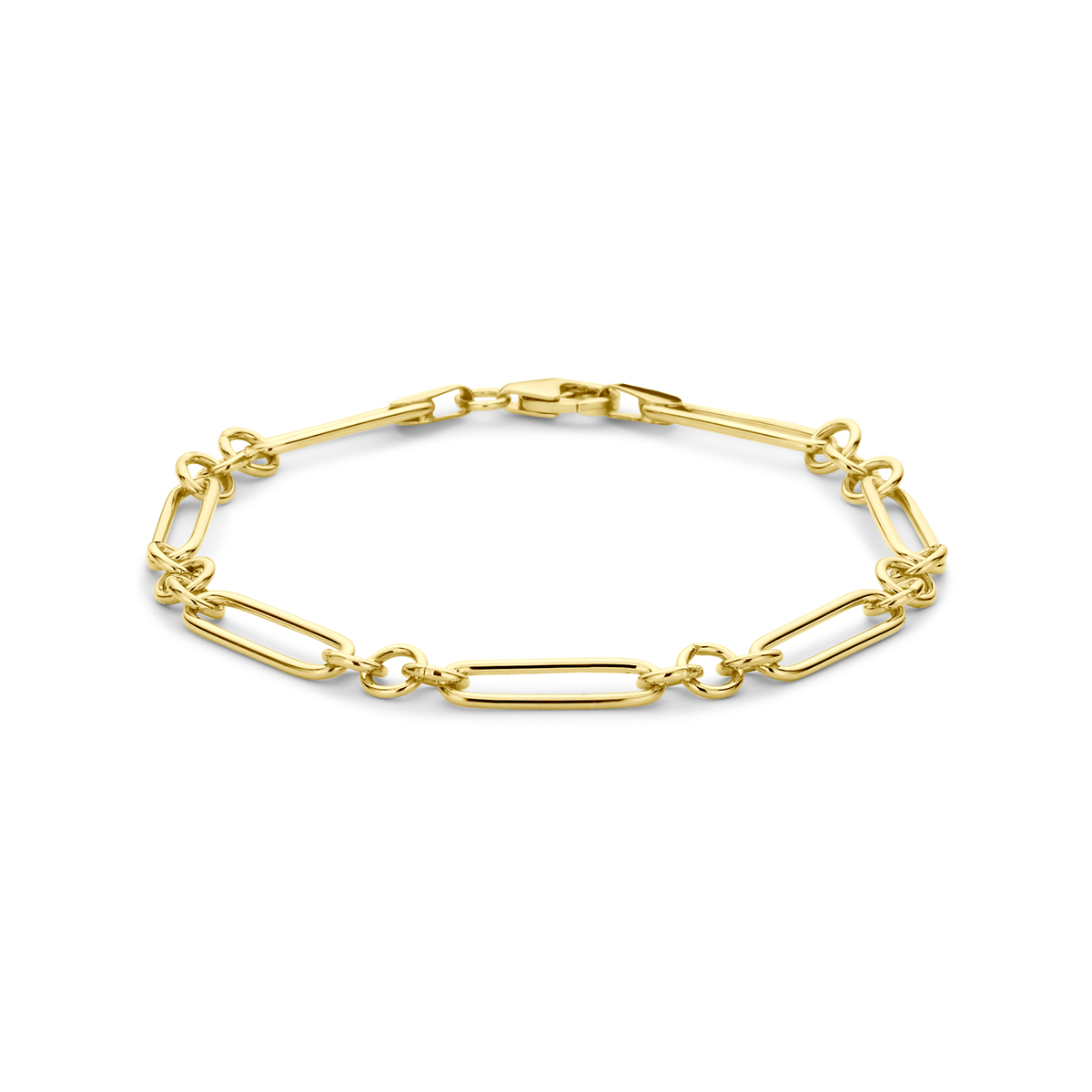 Geelgouden schakel armband met een zilveren kern