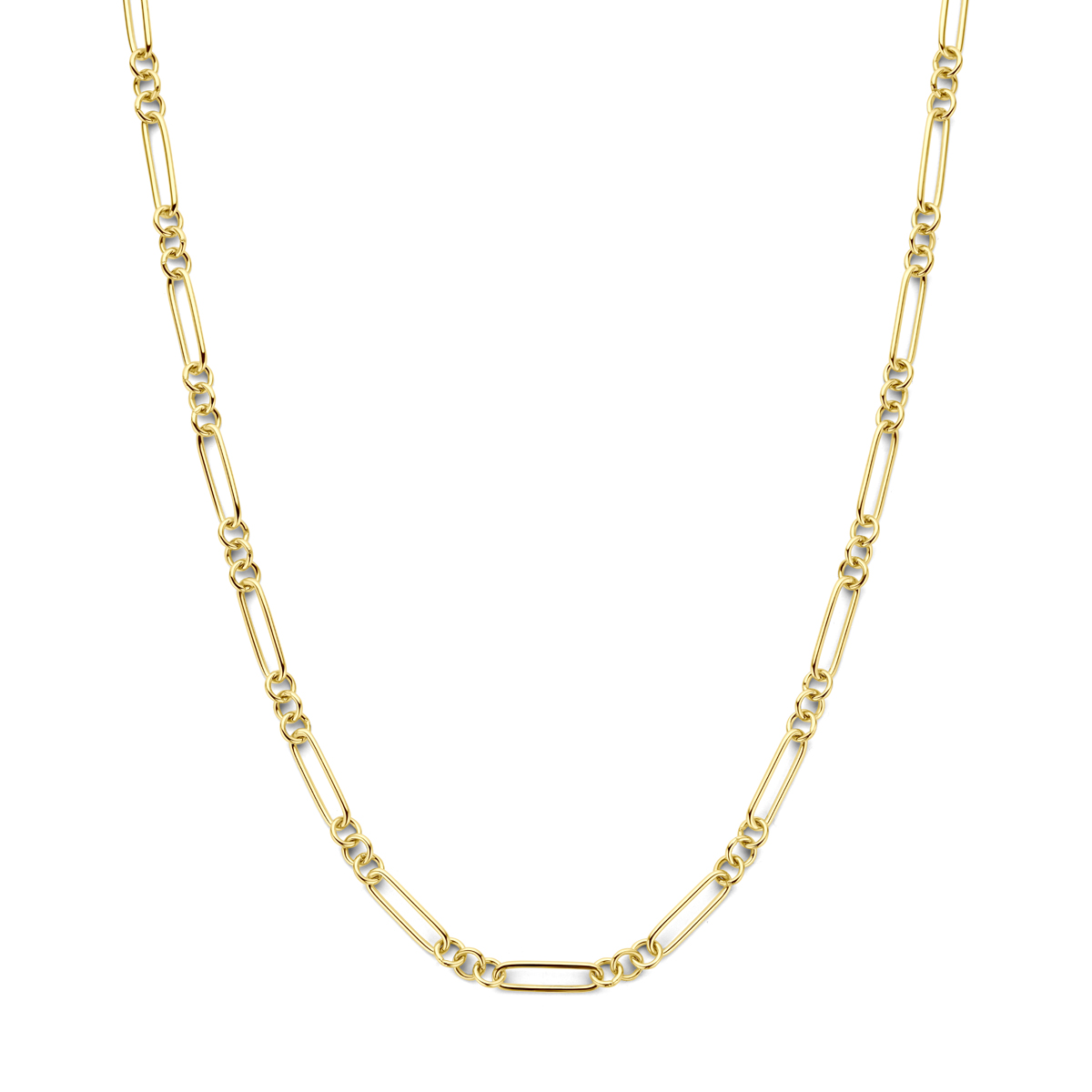 14k Geelgouden met een kern van 925 zilver collier. Het collier heeft een schakelbreedte van 5.5mm en een draaglengte van 45cm. Uitgevoerd met een karabijnsluiting.