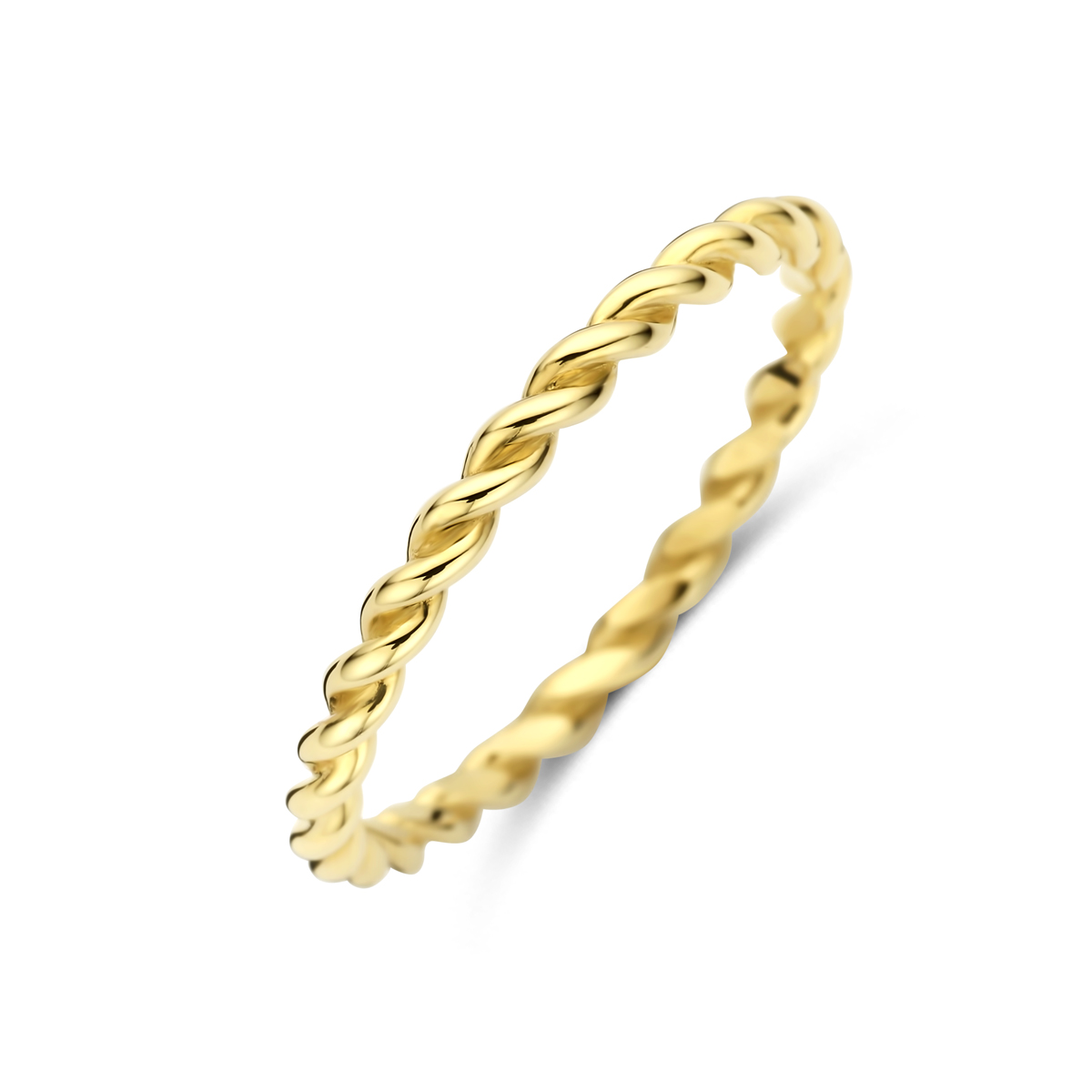 Geelkleurig gouden 9k aanschuifring met een breedte van 2mm.