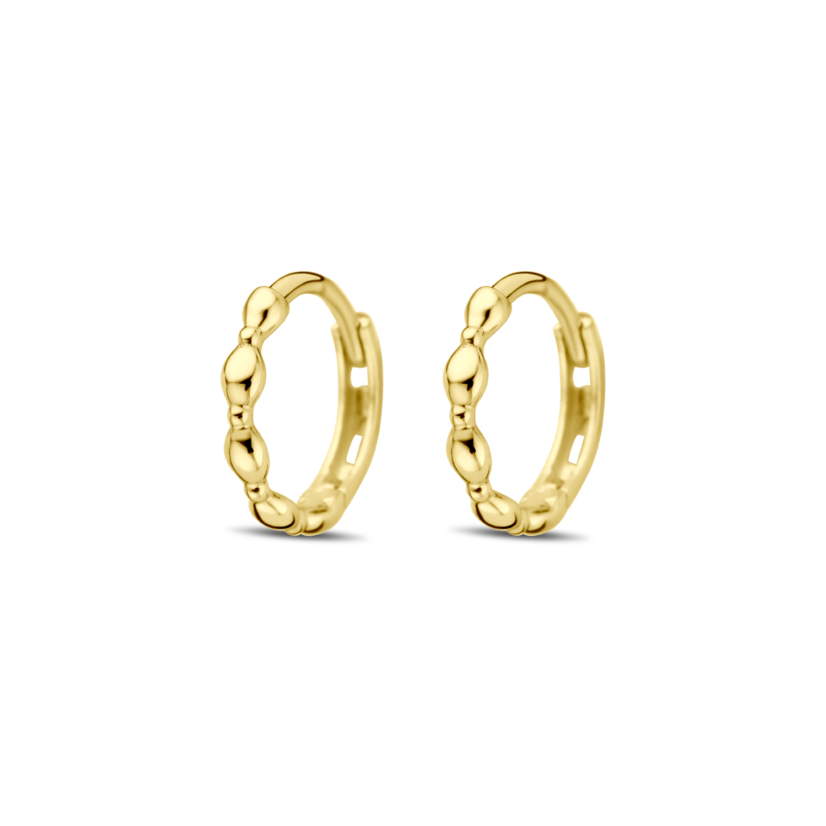 14k Geelgouden klapoorringen. De oorringen hebben een diameter van 10mm.