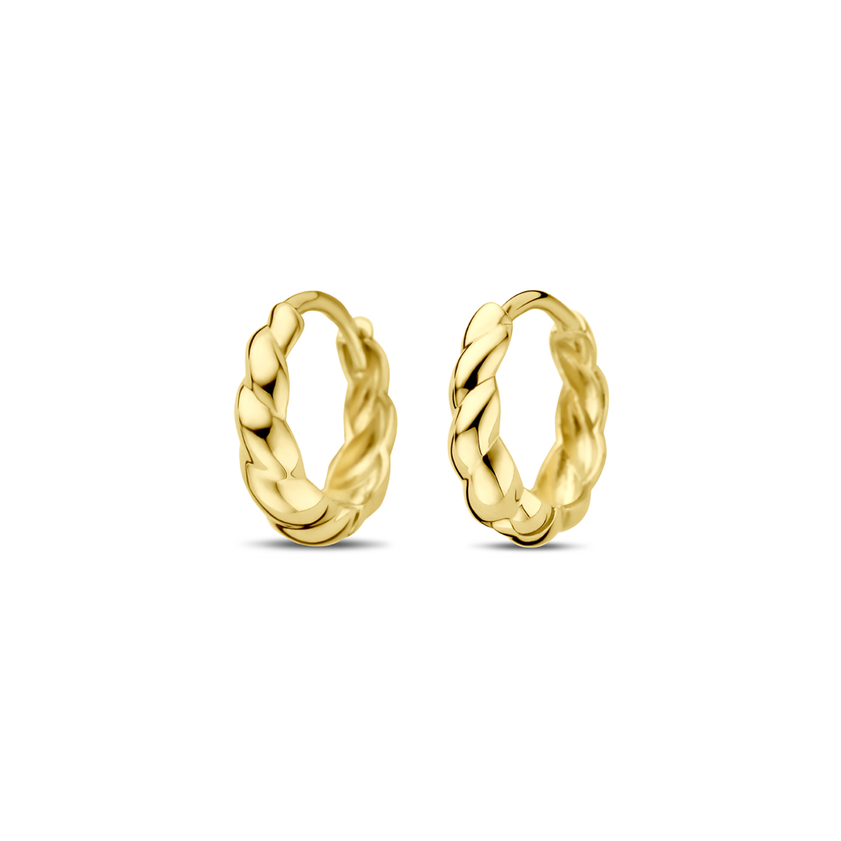 14k Geelgouden klapoorringen. De oorringen hebben een diameter van 13mm.