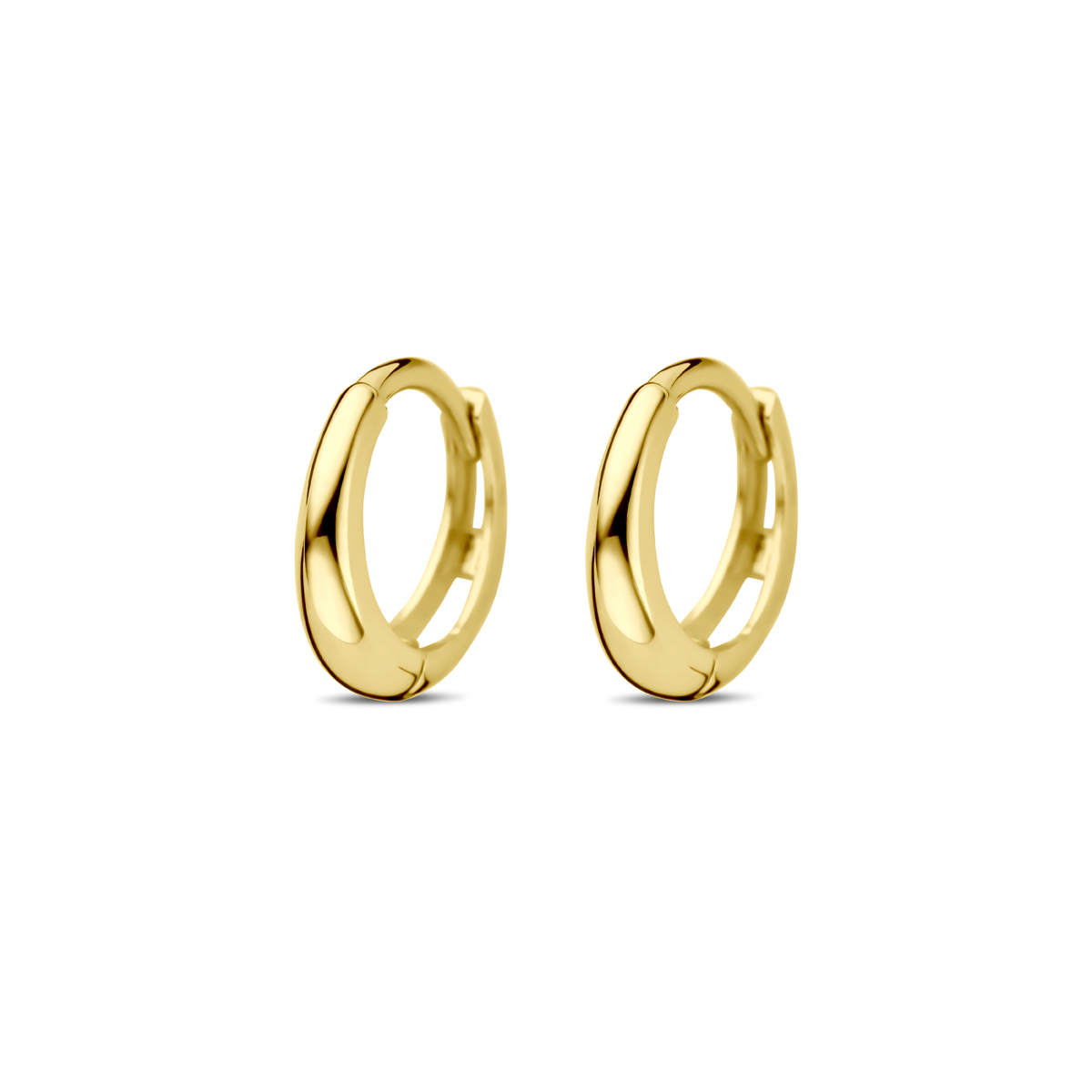 14k Geelgouden klapoorringen. De oorringen hebben een diameter van 10mm.